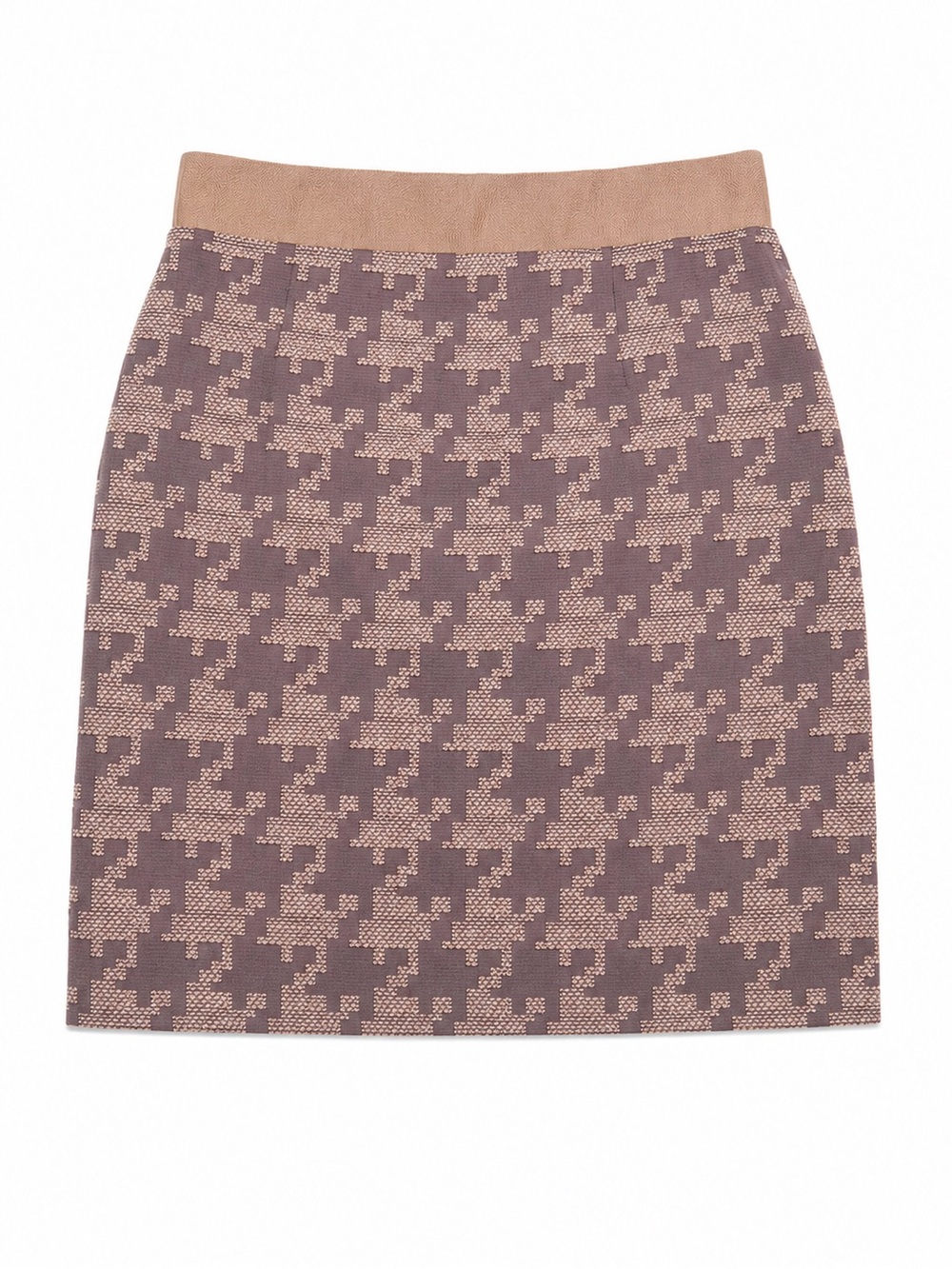 Ann Taylor LOFT Houndstooth printed tweed skirt Brown Casual Skirt 6 nwt